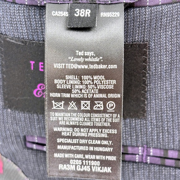 Ted Baker London Endurance Blue Gray Basketweave Wool Blazer Suit Jacket 38R - Picture 8 of 11